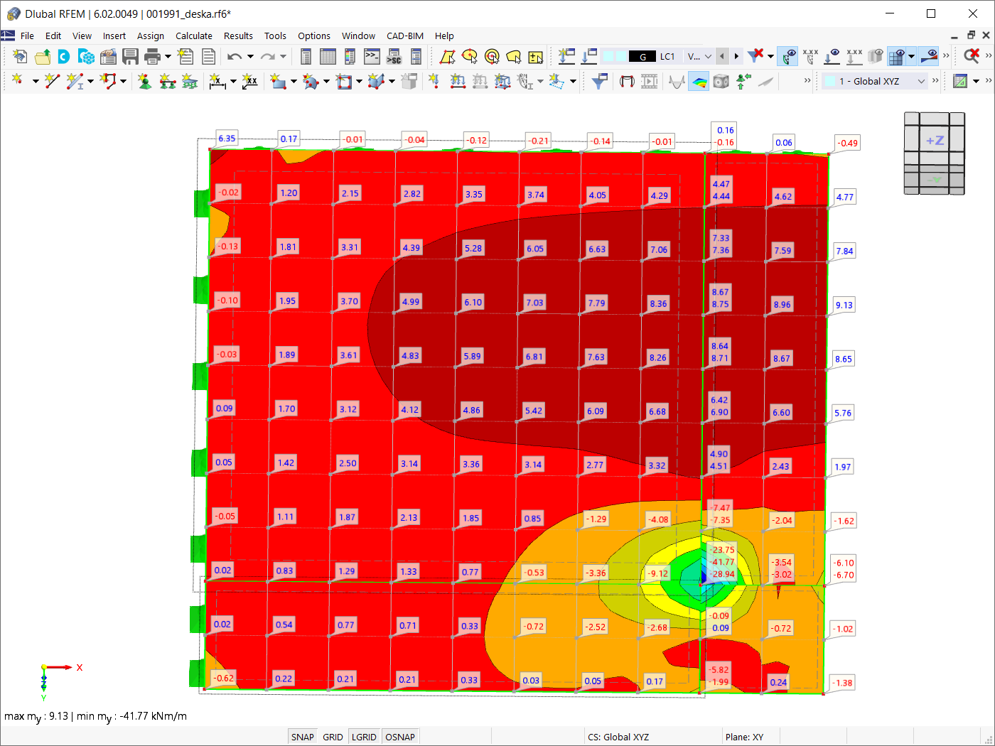 Оценка результатов в RFEM 6: Сглаживание результатов