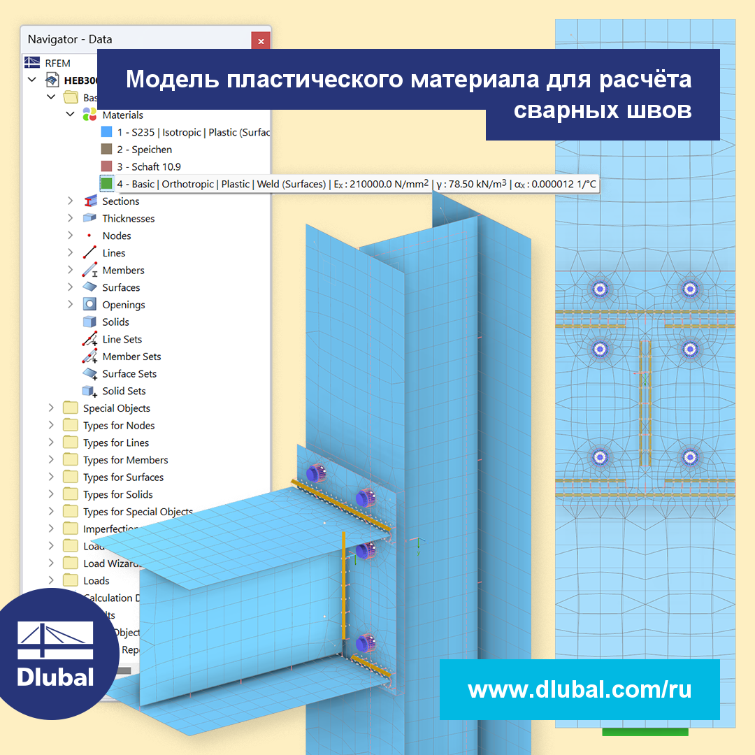 Новая функция в RFEM 6 | Модель пластического материала для