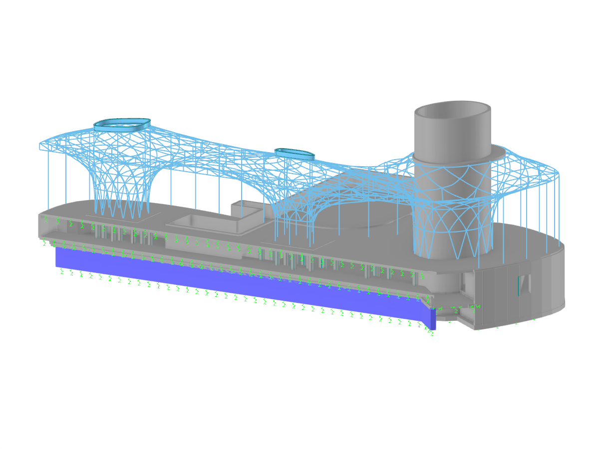 RFEM модель внешнего и внутреннего плавательных бассейнов AQUAtherm Straubing | © Баумрук + Освальд