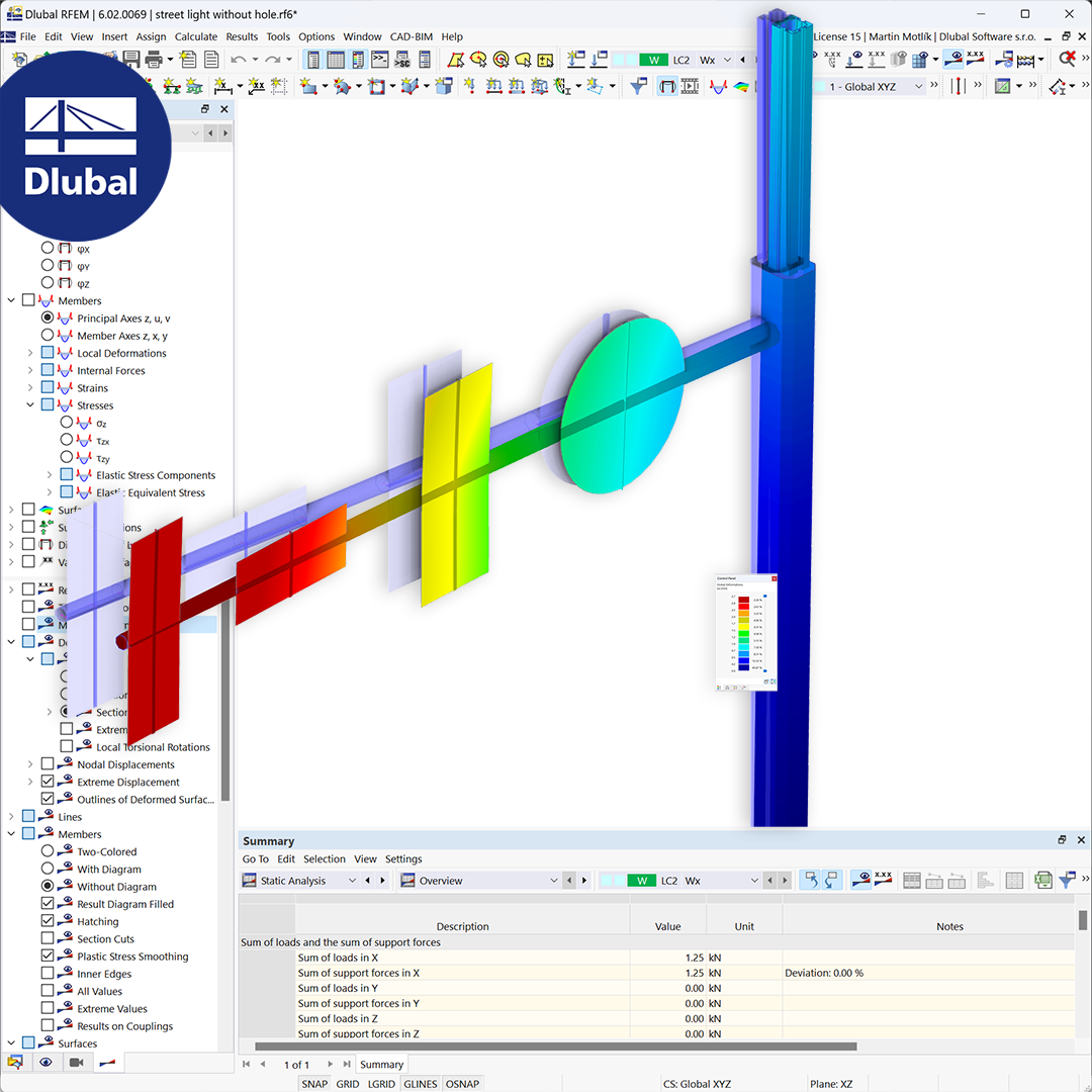 Уличный фонарь | Расчётная модель RFEM 6 для скачивания