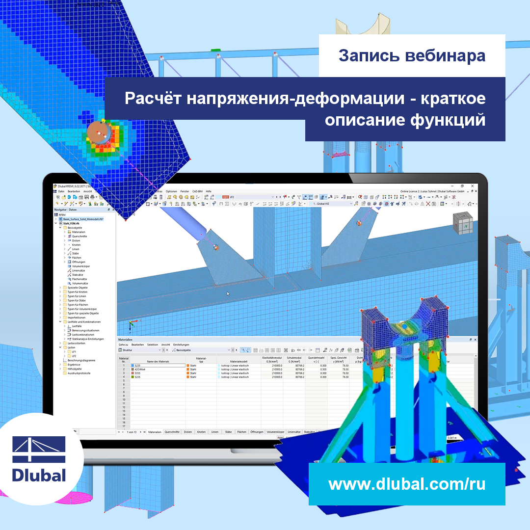 Запись вебинара: Расчёт напряжения-деформации - краткое