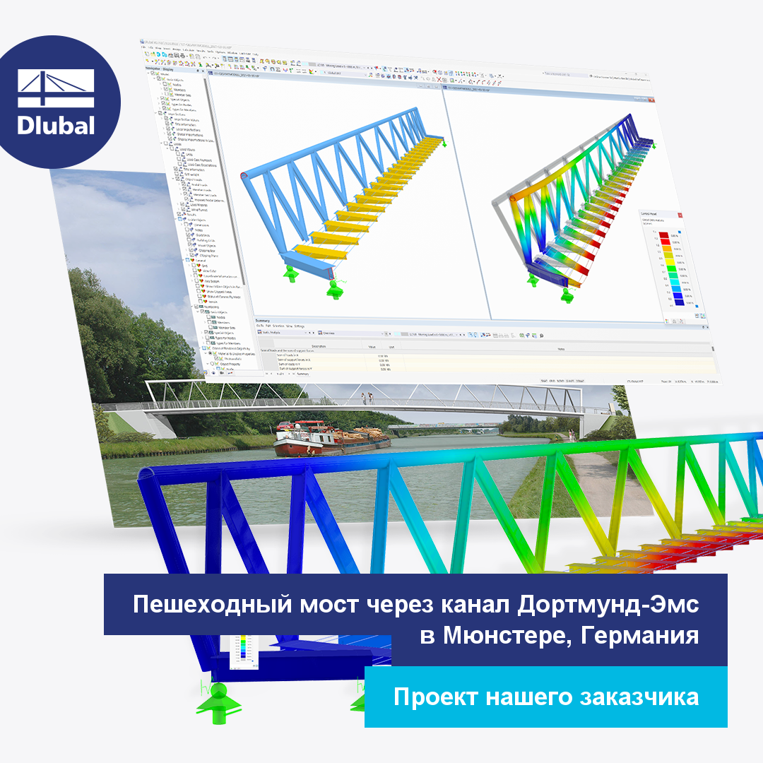 Пешеходный мост через канал Дортмунд-Эмс в Мюнстере, Германия