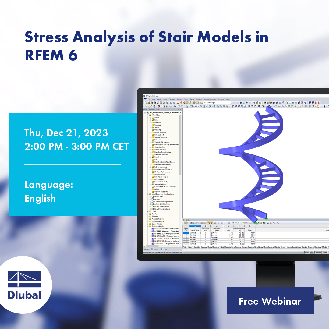 Вебинар | Расчёт напряжений модели лестницы в RFEM 6