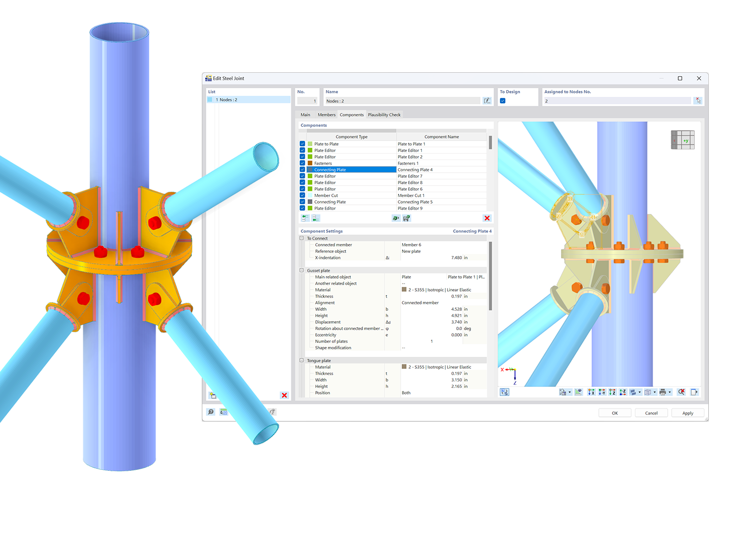 Стальные узлы и соединения | Dlubal Software