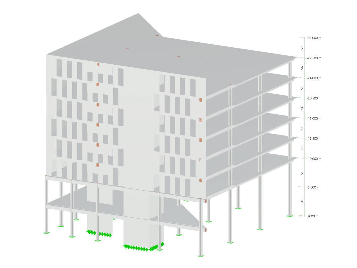 Модель 004951 | Восьмиэтажное здание из железобетона