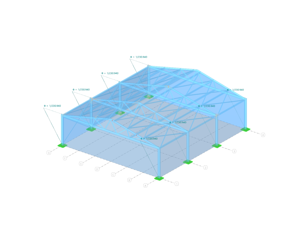 Модель 000000 | Стальная конструкция зала с определяющими соединениями