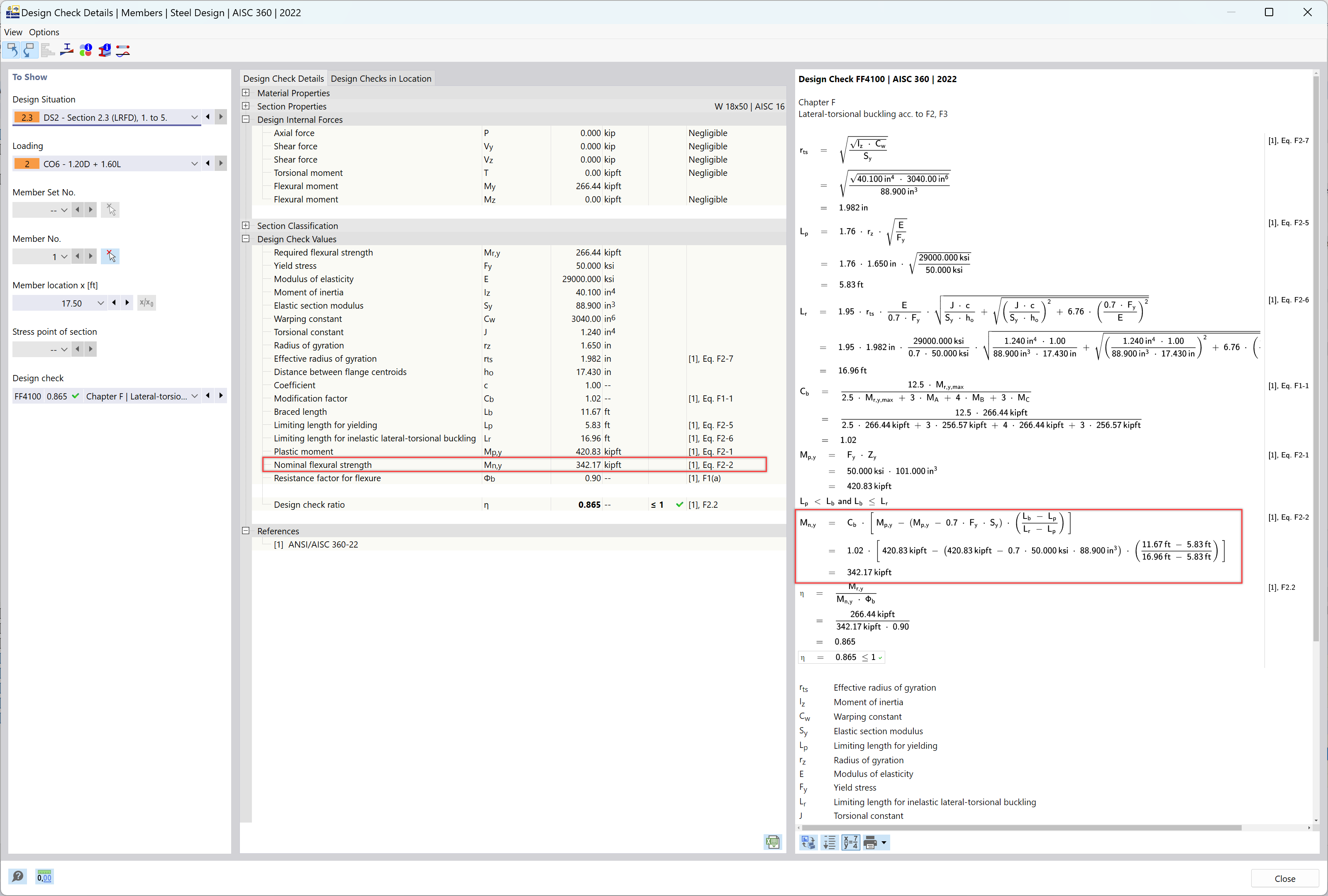 КБ 001884 | AISC Chapter F Lateral Torsional Buckling Versus Eigenvalue Calculation Methods Compared in RFEM 6