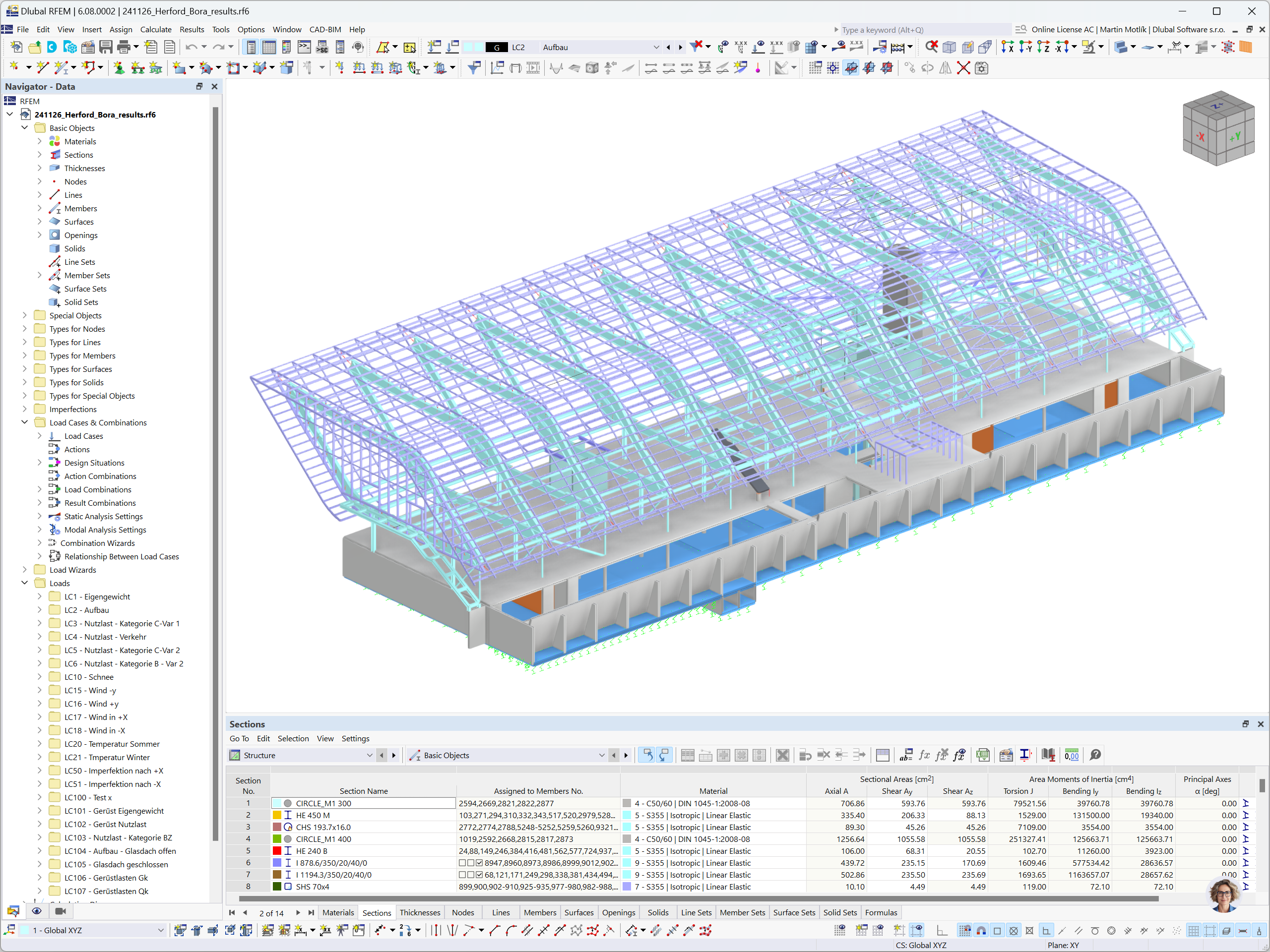 RFEM модель флагманского магазина BORA, Херфорд