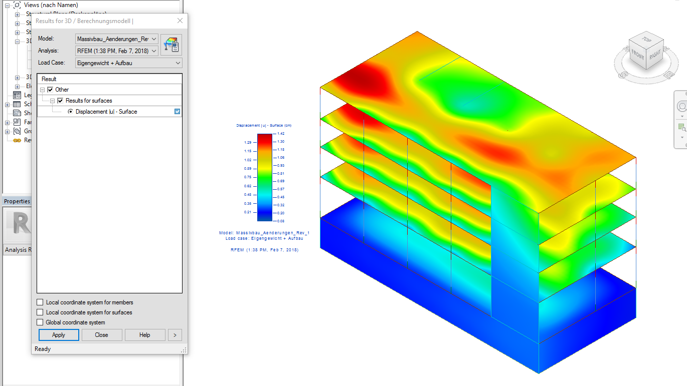 RFEM-Berechnungsergebnisse in Revit