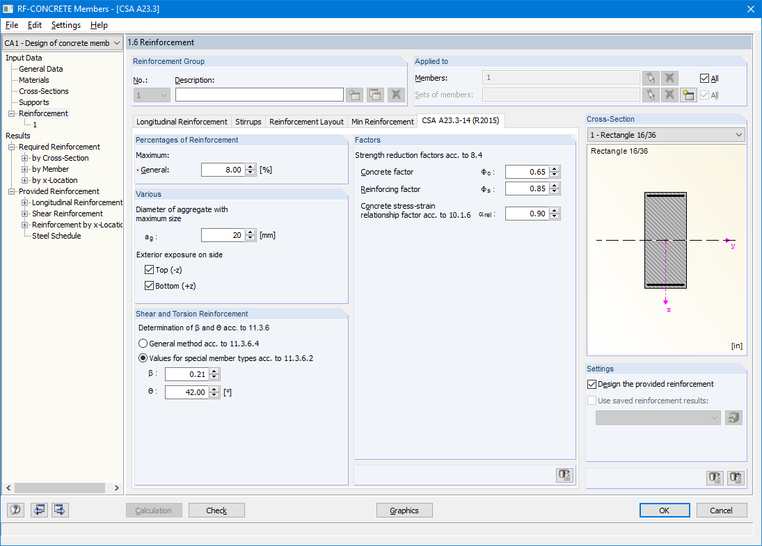 Maske 1.6 Bewehrung - Register CSA A23.3