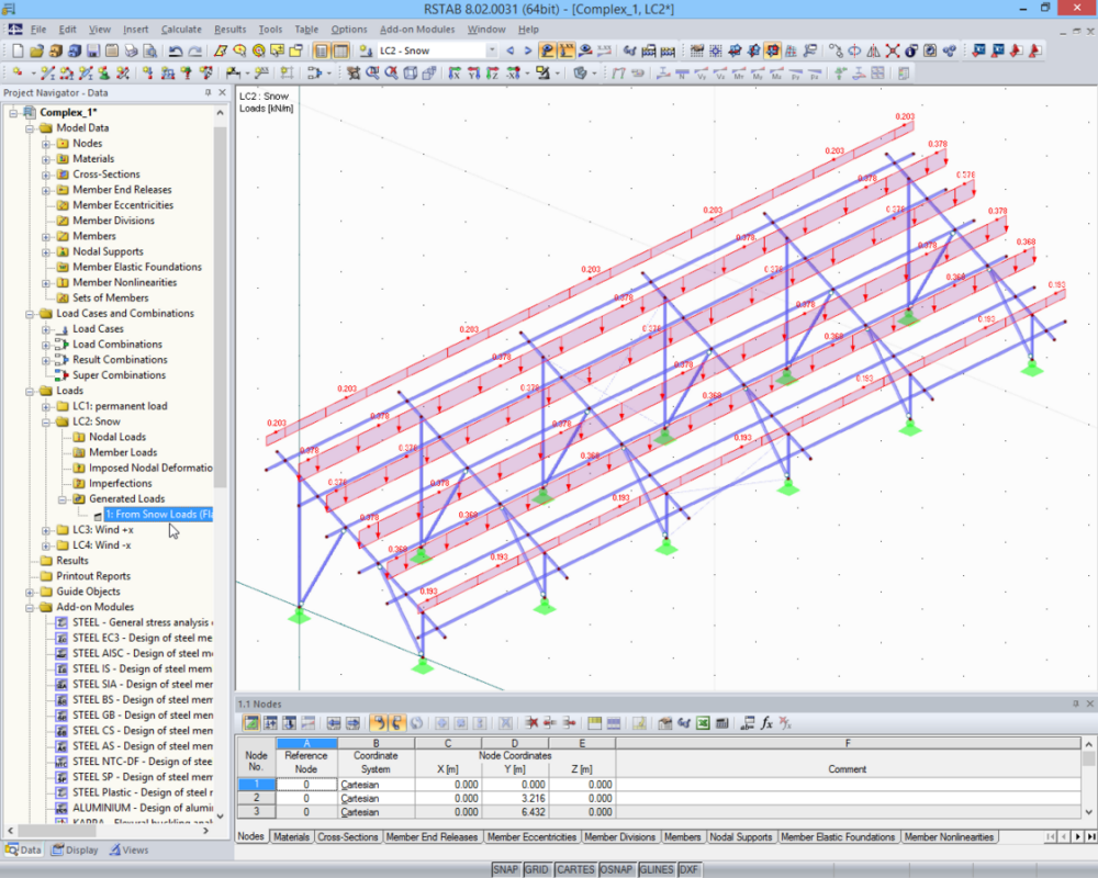 Solar collector framework in RSTAB