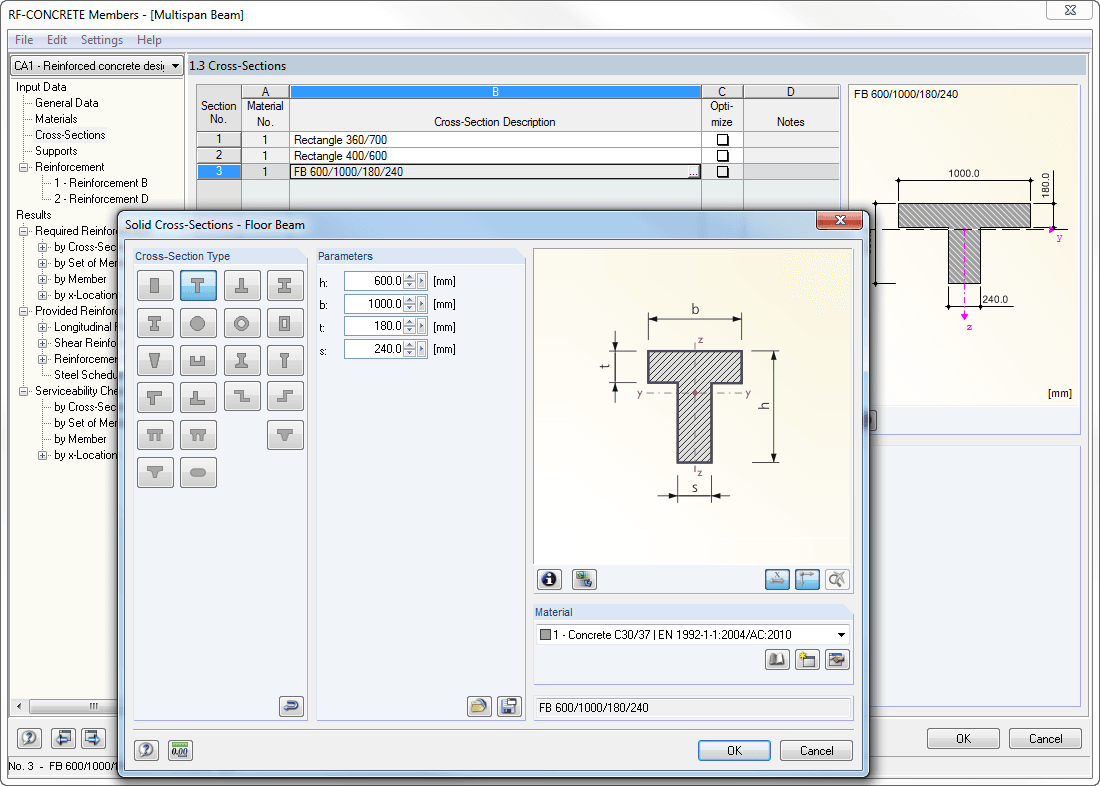 RF-BETON Stäbe - 1.3 Querschnitte