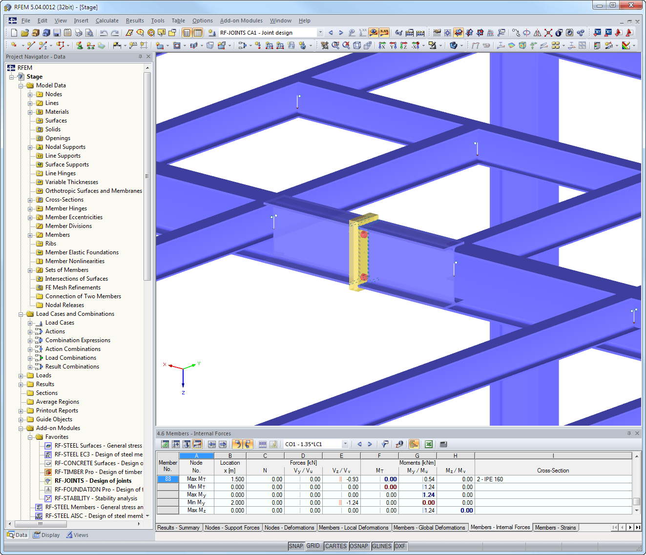 Visualisierung eines IH-Anschlusses in RFEM