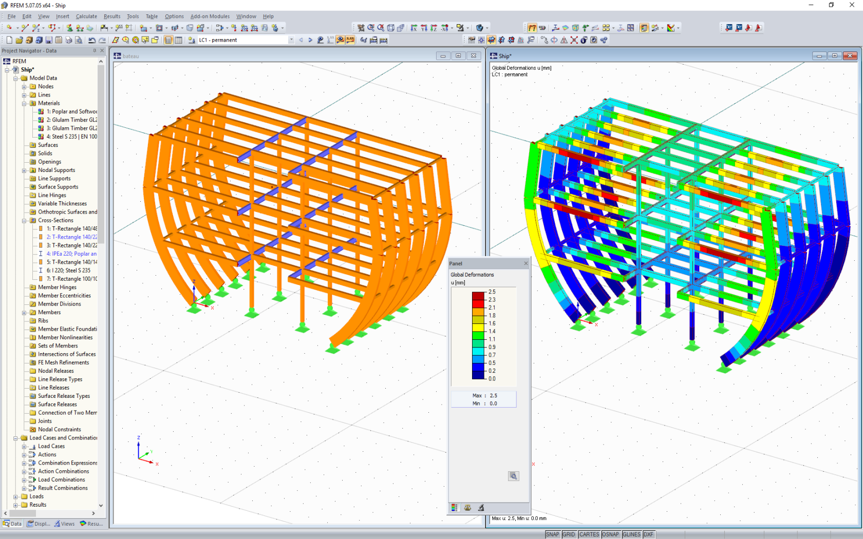 RFEM 中护卫舰建模阶段设计 (© MayA)