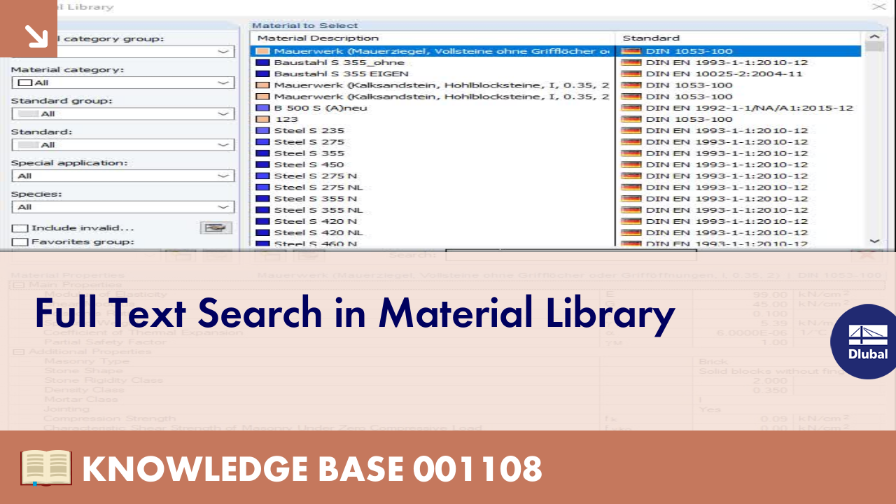Volltextsuche in der Materialdatenbank