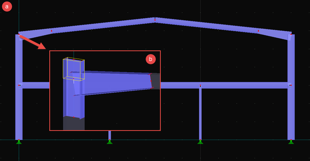 Hallenrahmen als Grundlage für Flächenmodell