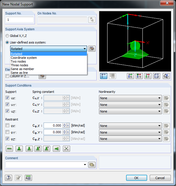 Simplified Input of Rotated Nodal Supports