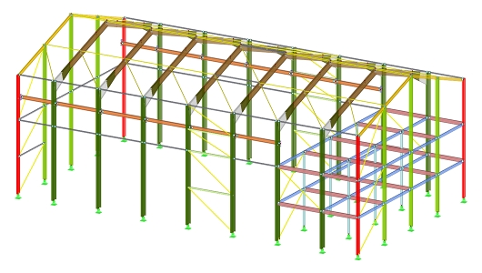 RFEM 中 3D 厂房模型 (© Albyr)