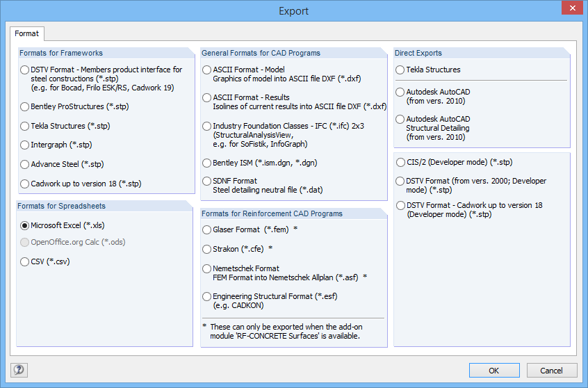 导出到Microsoft Excel