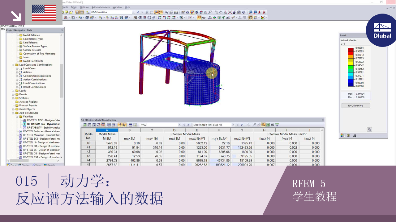 RFEM 5学生入门 | 015 Dynamics: Response Spectrum Analysis | Input Data