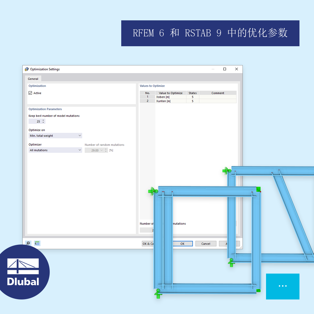 RFEM 6 和 RSTAB 9 中的优化参数