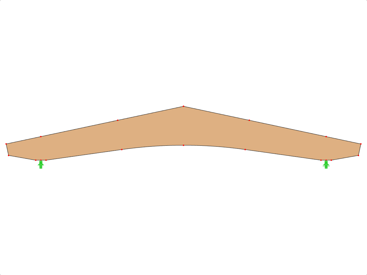 模型 ID 575 | GLB0604 | 层板胶合木梁 | 斜面弧形 | 可变高度 | 对称 | 变截面悬臂梁 | 没有松散屋脊楔块