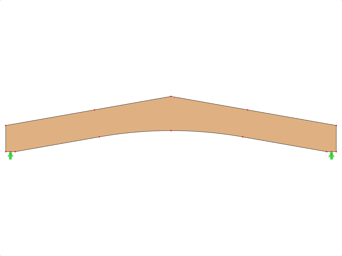 模型 ID 585 | GLB0501 | 层板胶合木梁 | 斜面弧形 | 恒定高度 | 对称 | 没有松散屋脊楔块