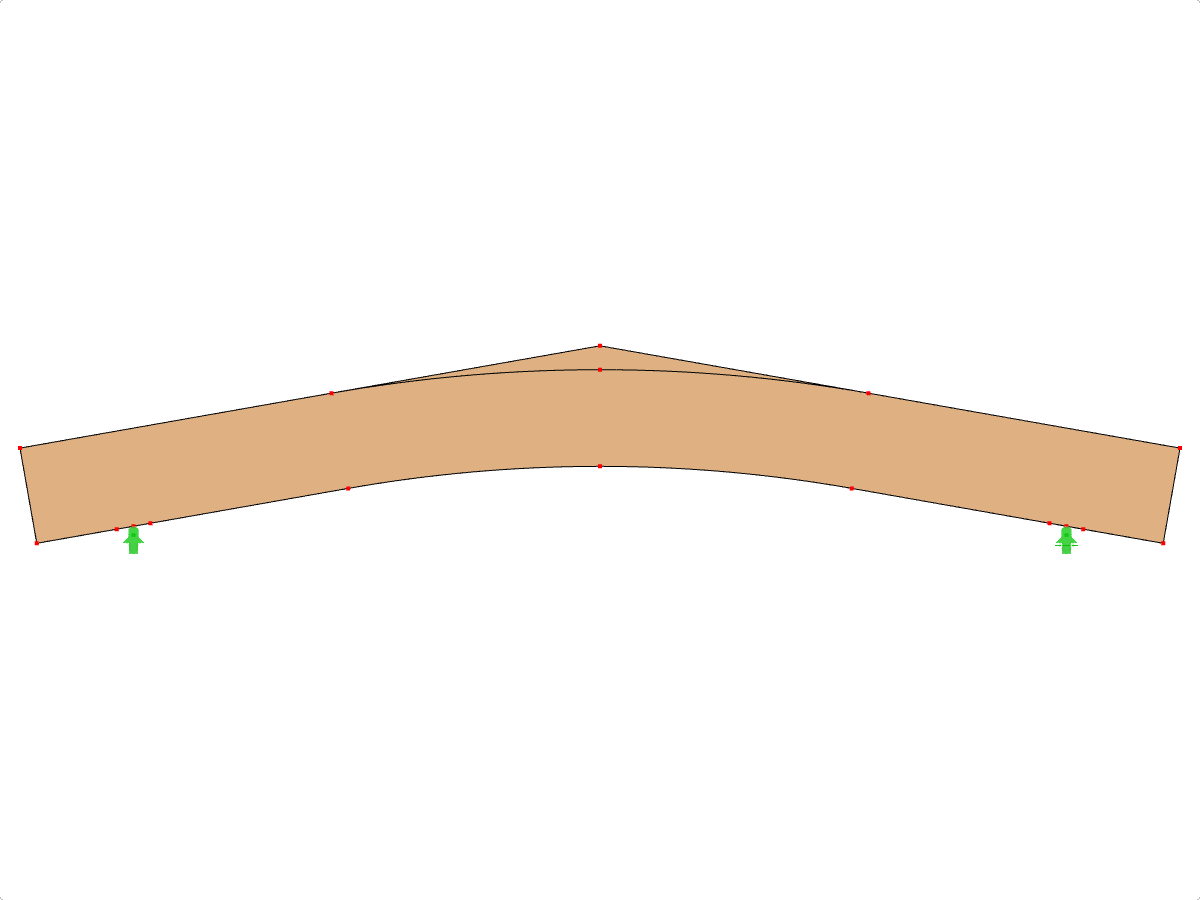 模型 ID 589 | GLB0513 | 层板胶合木梁 | 斜面弧形 | 可变高度 | 对称 | 平行悬臂梁 | 有松散屋脊楔形