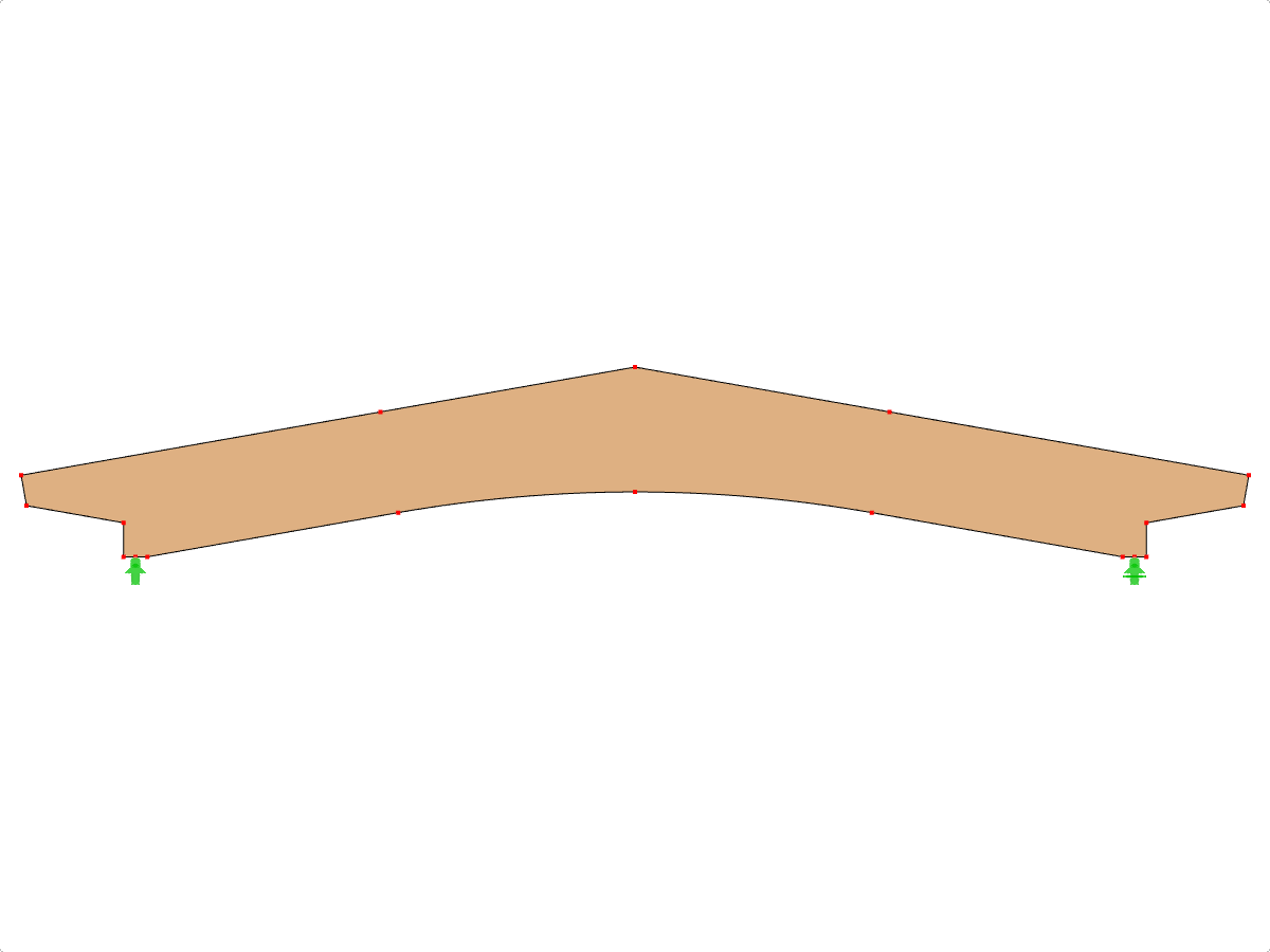 模型 ID 592 | GLB0505 | 层板胶合木梁 | 斜面弧形 | 恒定高度 | 对称 | 偏移变截面悬臂 | 没有松散屋脊楔块