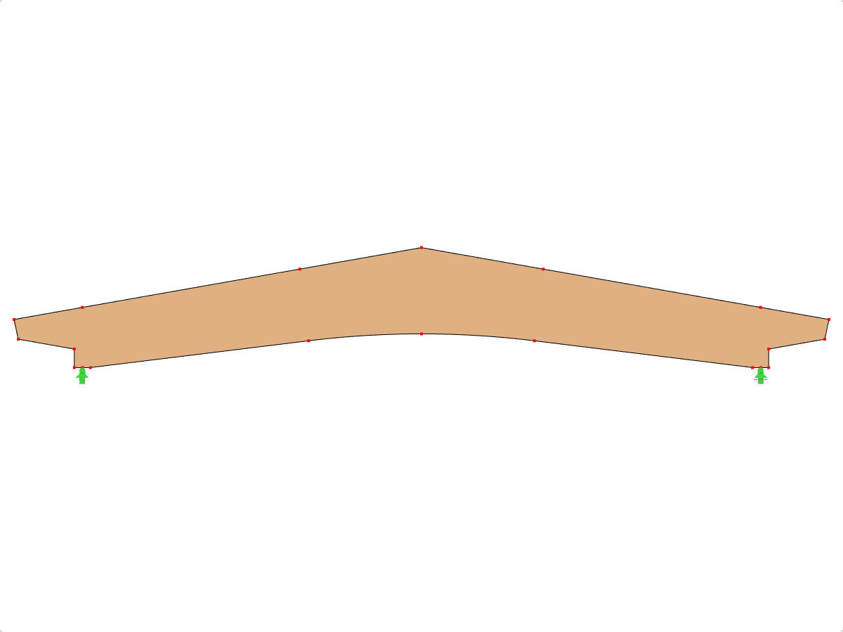 模型 ID 607 | GLB0605 | 层板胶合木梁 | 斜面弧形 | 可变高度 | 对称 | 偏移变截面悬臂 | 没有松散屋脊楔块