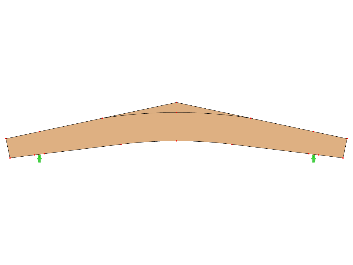 模型 ID 614 | GLB0613 | 层板胶合木梁 | 斜面弧形 | 可变高度 | 对称 | 平行悬臂梁 | 有松散屋脊楔形