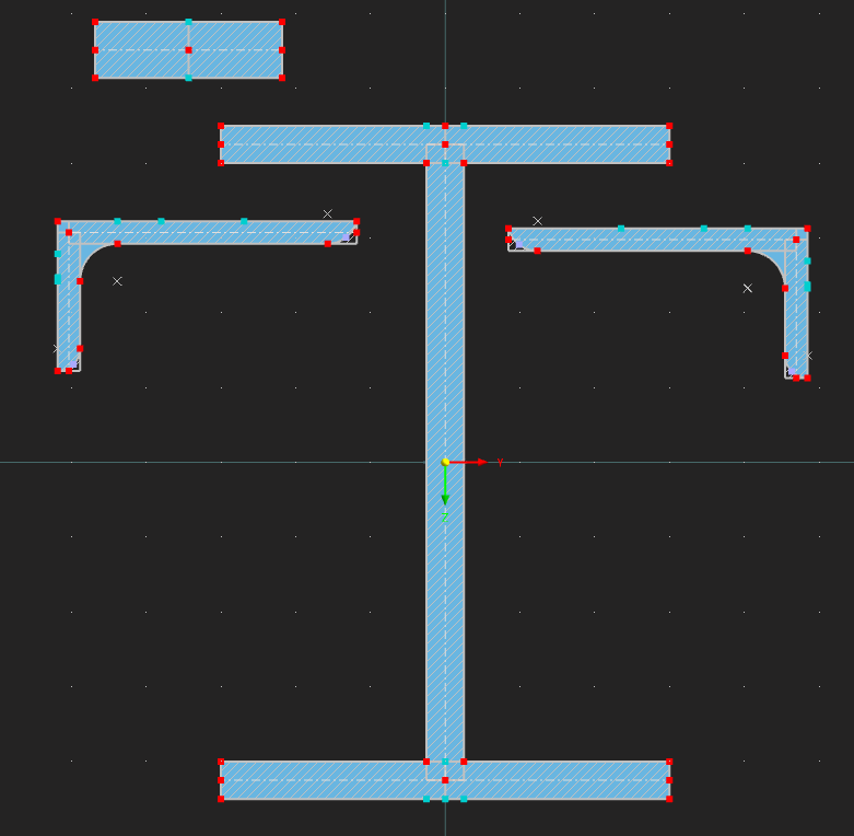 型号 003412 | BCS015-b | 建筑截面 | 吊车跑道 | 不等边角钢焊接工字钢和带参数的扁钢