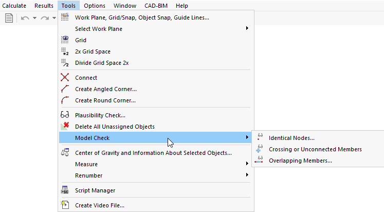 菜单栏-工具-模型检查