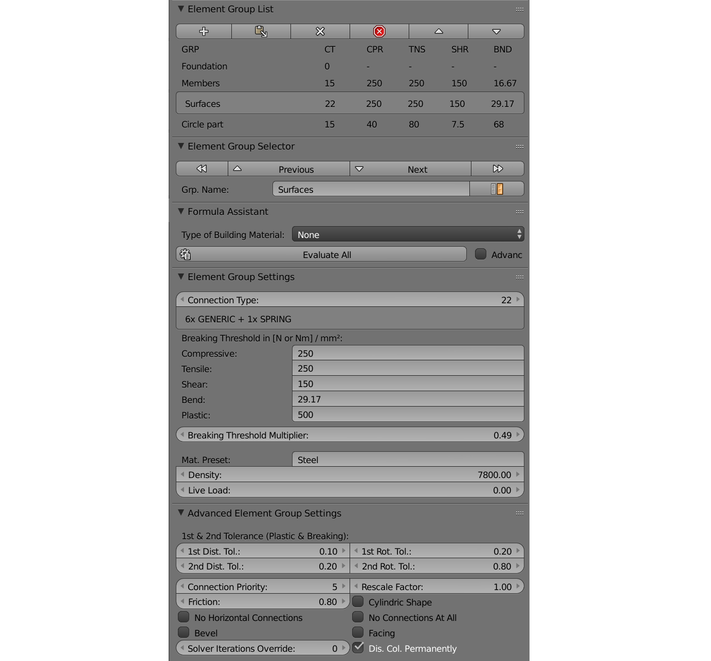 图 11: Setting up Surfaces Information