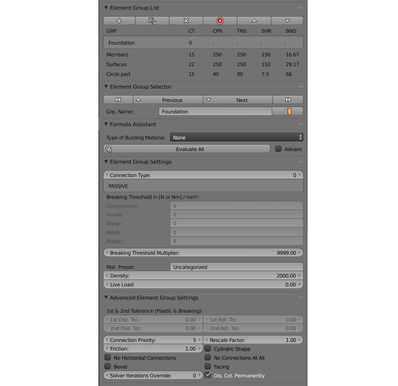 图 12: Setting up Support and Foundation Information