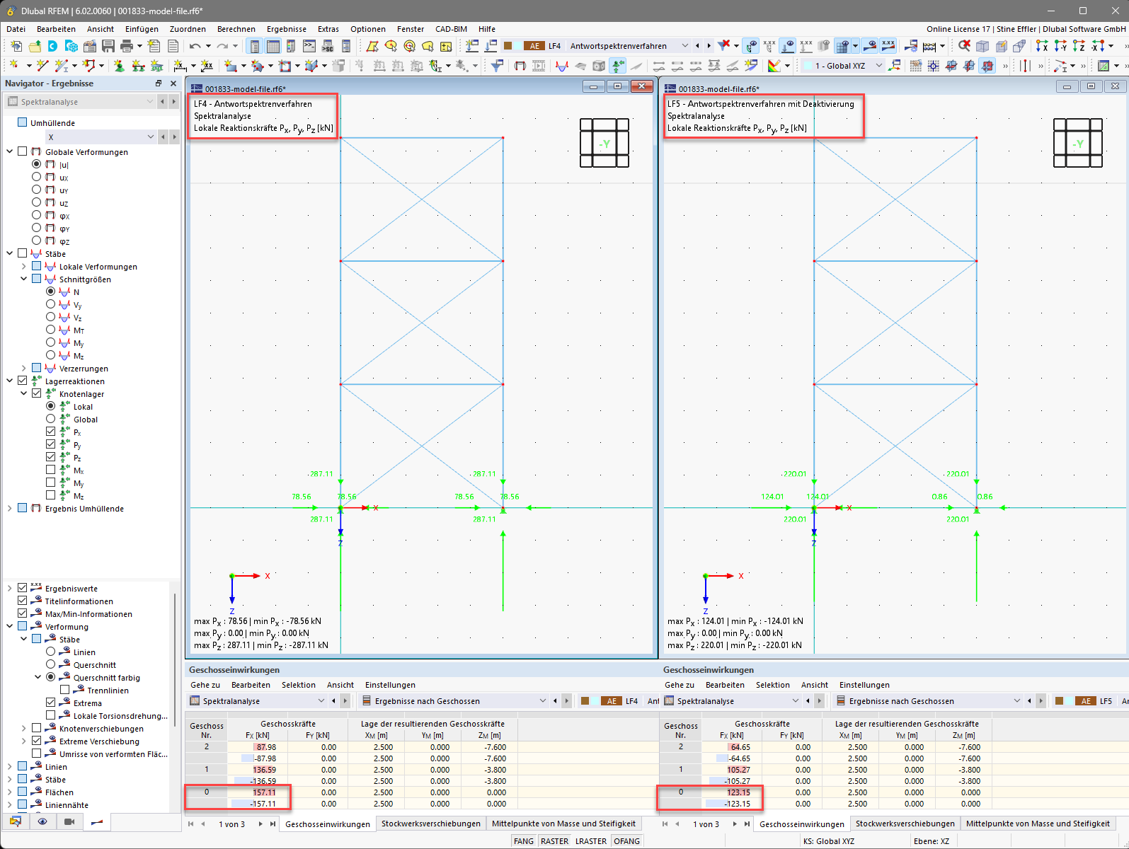 KB 001833 | Verwendung von Nichtlinearitäten im Antwortspektrenverfahren in RFEM 6