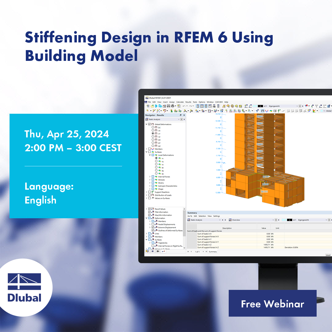 在 RFEM 6 中使用建筑模型对支撑构件进行计算