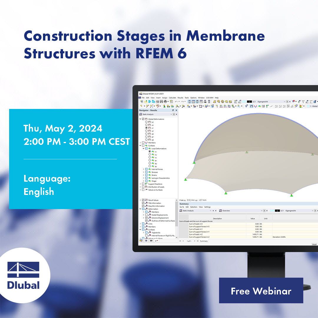 RFEM 6 膜结构的施工阶段