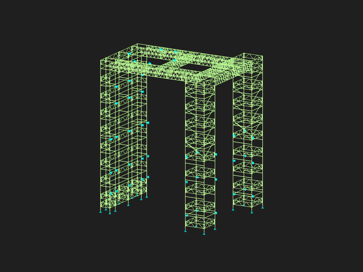 RFEM 中脚手架结构 3D 模型